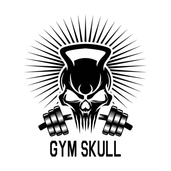 Szablon Logo Klubu Fitness Skull Head Barbel — Wektor stockowy