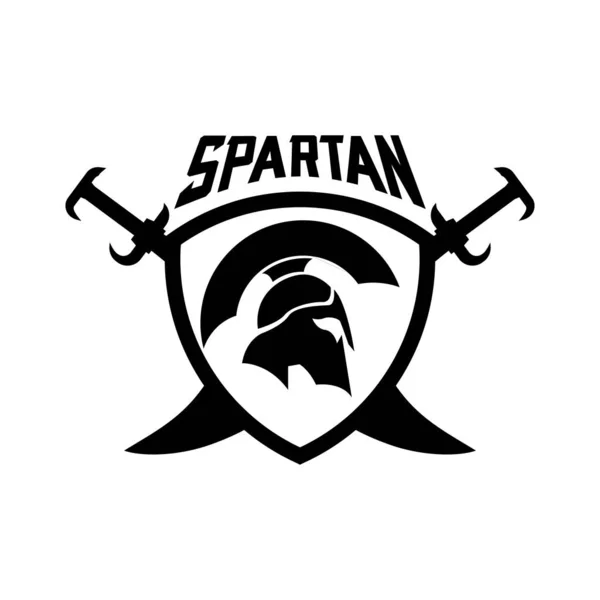 Spartan Helmet Меч Логотип Дизайну Шаблон Військової Зброї Компанії — стоковий вектор