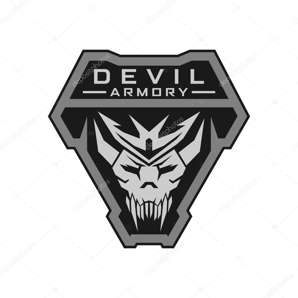 Tactical Triangle evil logo design template for military tactical armory company