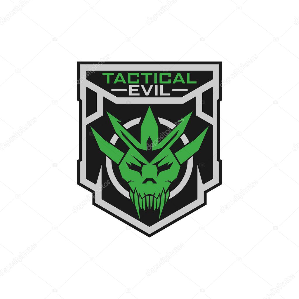 Tactical evil logo design template for military tactical armory company