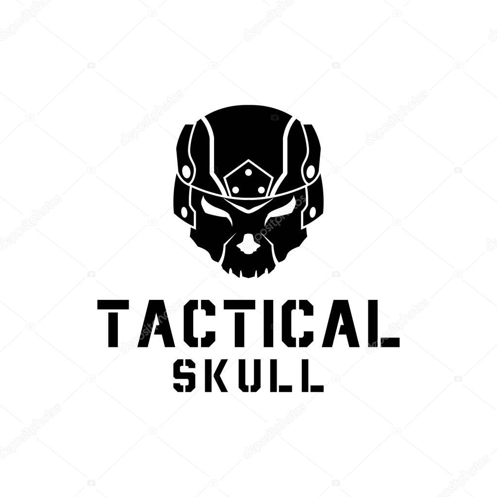 Skull helmet tactical logo design template for military game armory and company