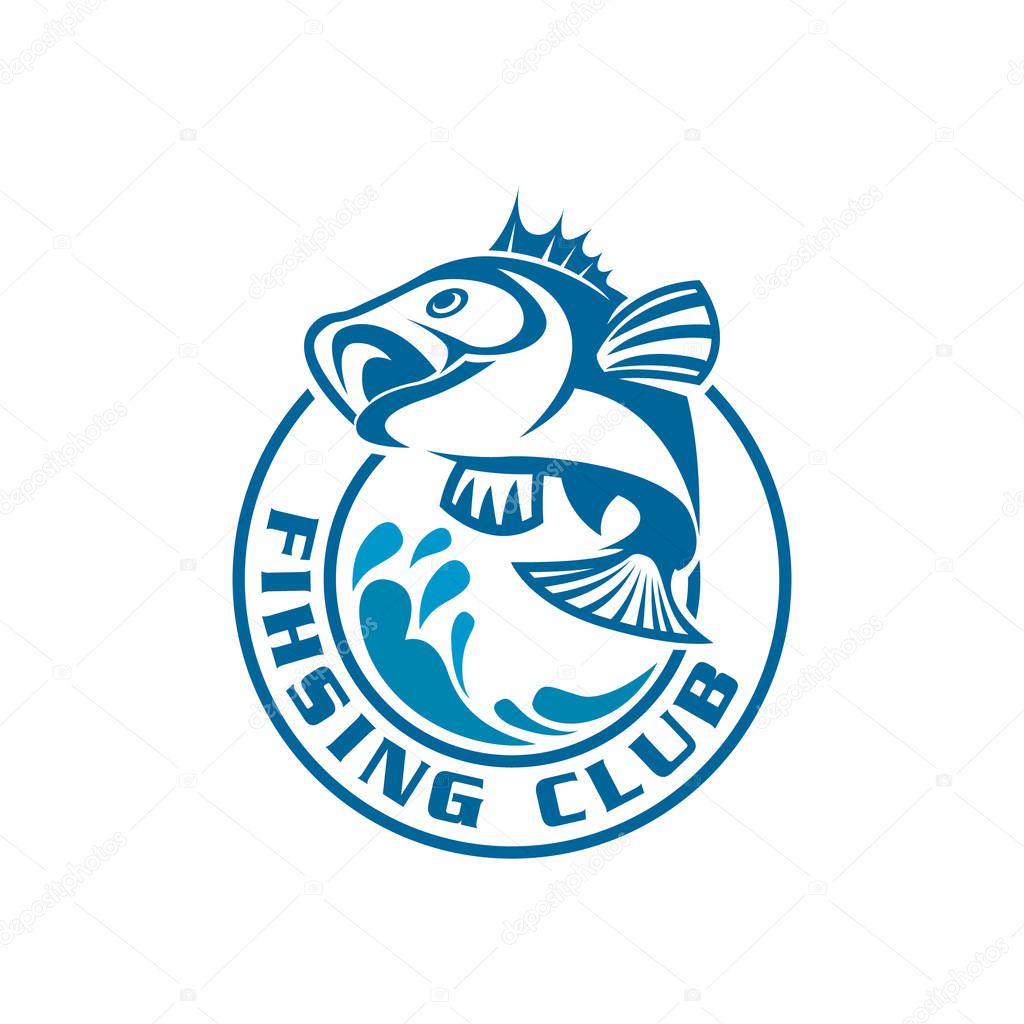 Circle Jumping Fish Fishing logo design Outdoor adventure logo design template vector illustration