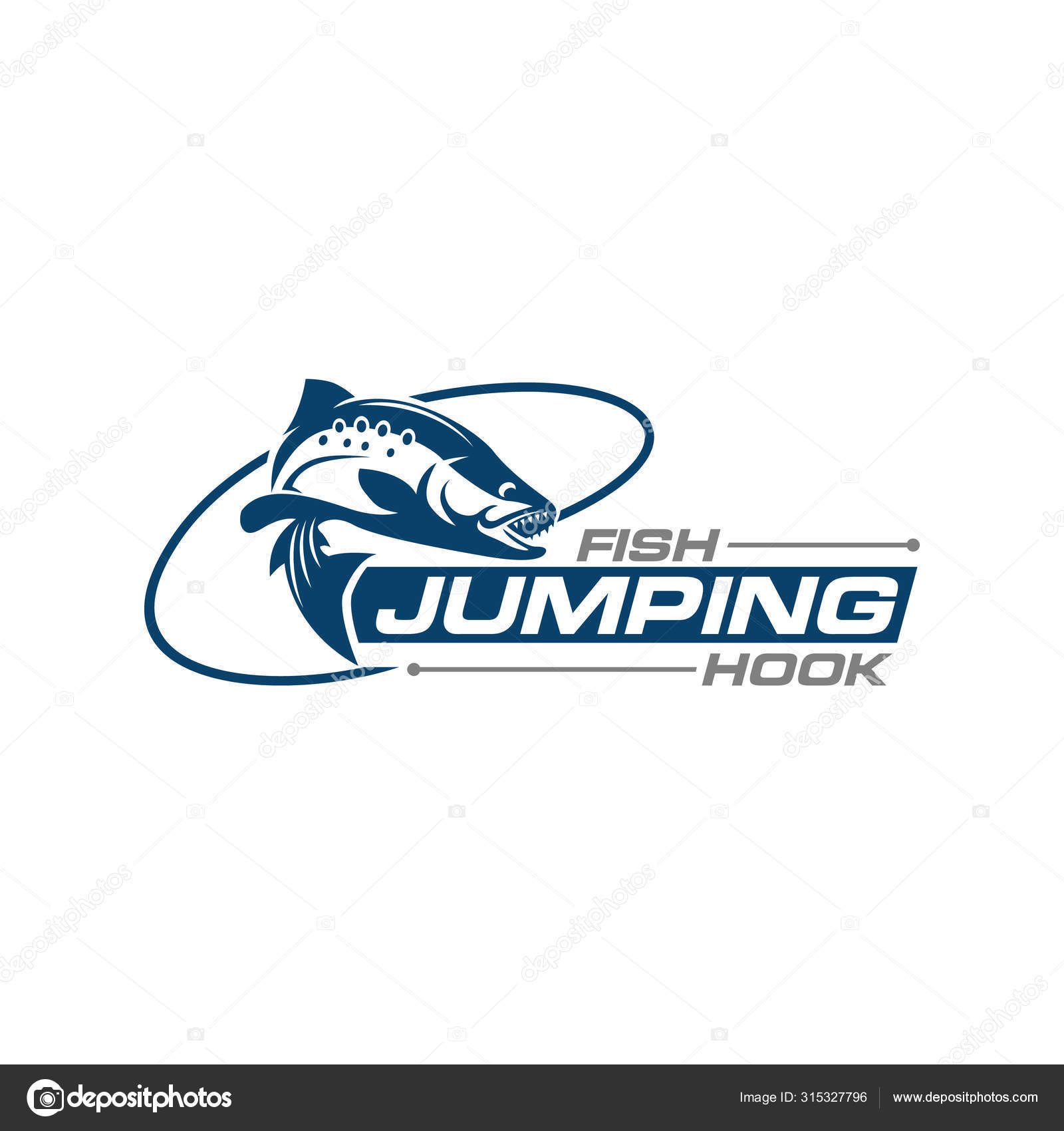 Fish Jumping Hook Fishing Team Club Logo Design Template Vector Stock Vector  by ©Eko07 315327796