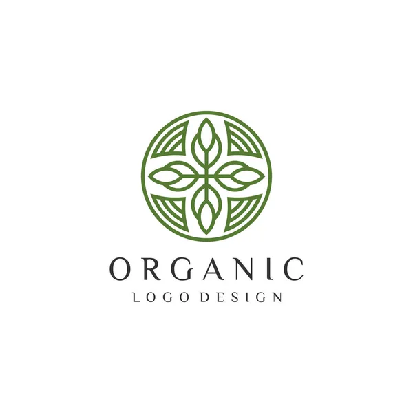 Organic Natural Green Tree Leaf Abstract Logo Vector Design Mallar — Stock vektor