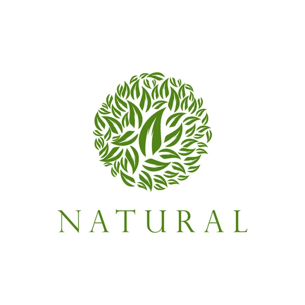 Folha Verde Natural Abstrato Logotipo Vetor Design Modelos Emblemas Ícone — Vetor de Stock