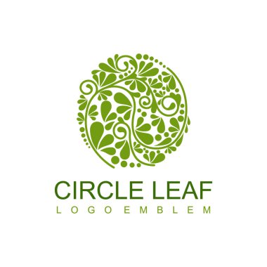 Yaprak Soyut Yeşil Logo Çemberi Doğal Vektör Tasarım Şablonu bütünsel tıp merkezleri, Restoran, Mücevher, yoga dersleri, bahçe, doğal ve organik gıda ürünleri ve ambalajlama için simge simgesi