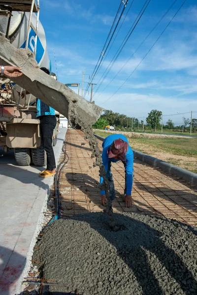 Cement Trucks working in site construction in thailand