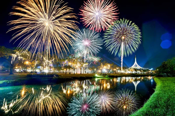 full color firework in thailand city Festival
