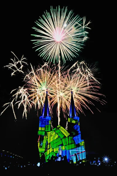 full color firework in thailand city Festival