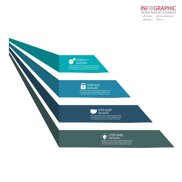 벡터 추상 요소 infographics 4 옵션입니다. 사업에 대 한 디자인 — 스톡 벡터