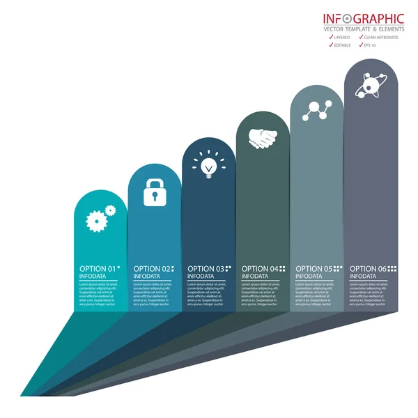 Vector abstrakta element infographics 6 alternativ. Design för affä — Stock vektor