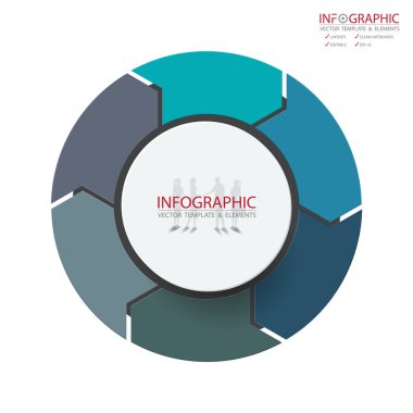 Vektör soyut öğe infographics 6 seçenek. İş ve Finans şablon düzeni, broşür, iş akışı, bilgi veya sunu ve diğer için tasarım. Infographis zaman çizelgesi yolu. Soyut 3B vektör.
