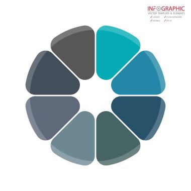 Vektör soyut öğe infographics 8 seçeneği. İş ve finans şablon düzeni, broşür, iş akışı, bilgi veya sunu ve diğer için tasarım. Infographis zaman çizelgesi yolu. Soyut 3B vektör.