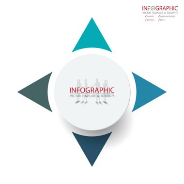 Vektör soyut öğe infographics 4 seçeneği. İş ve Finans şablon düzeni, broşür, iş akışı, bilgi veya sunu ve diğer için tasarım. Infographis zaman çizelgesi yolu. Soyut 3B vektör.
