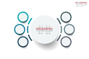 Vektör soyut öğe infographics 6 seçenek. İş ve Finans şablon düzeni, broşür, iş akışı, bilgi veya sunu ve diğer için tasarım. Infographis zaman çizelgesi yolu. Soyut 3B vektör.