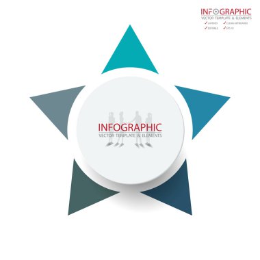 Vektör soyut öğe infographics 5 seçenek. İş ve Finans şablon düzeni, broşür, iş akışı, bilgi veya sunu ve diğer için tasarım. Infographis zaman çizelgesi yolu. Soyut 3B vektör.