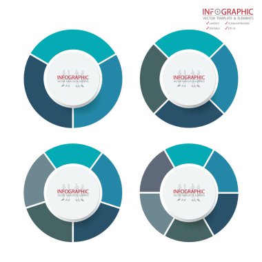 Vektör soyut öğe infographics kümesi 3,4,5,6 seçeneği. İş, finans şablon düzeni, iş akışı, zaman çizelgesi, bilgi, tanıtım ve diğer için tasarım. Soyut 3B vektör.