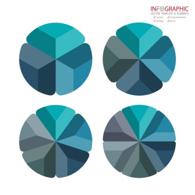 Vektör soyut öğe infographics kümesi 3,4,5,6 seçeneği. İş, finans şablon düzeni, iş akışı, zaman çizelgesi, bilgi, tanıtım ve diğer için tasarım. Soyut 3B vektör.