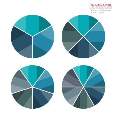 Vektör soyut öğe infographics kümesi 3,4,5,6 seçeneği. İş, finans şablon düzeni, iş akışı, zaman çizelgesi, bilgi, tanıtım ve diğer için tasarım. Soyut 3B vektör.