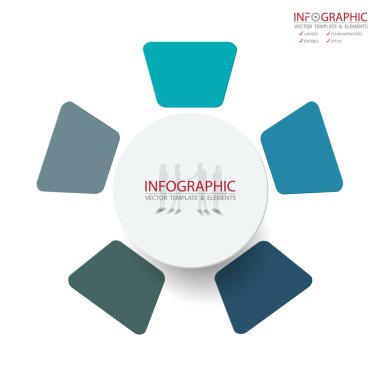 Vektör soyut öğe infographics 5 seçenek. İş ve Finans şablon düzeni, broşür, iş akışı, bilgi veya sunu ve diğer için tasarım. Infographis zaman çizelgesi yolu. Soyut 3B vektör.