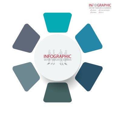 Vektör soyut öğe infographics 6 seçenek. İş ve Finans şablon düzeni, broşür, iş akışı, bilgi veya sunu ve diğer için tasarım. Infographis zaman çizelgesi yolu. Soyut 3B vektör.