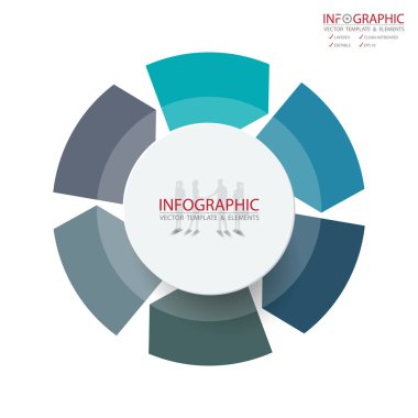 Vektör soyut öğe infographics 6 seçenek. İş ve Finans şablon düzeni, broşür, iş akışı, bilgi veya sunu ve diğer için tasarım. Infographis zaman çizelgesi yolu. Soyut 3B vektör.