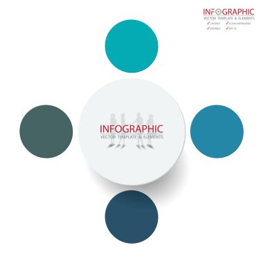 Vektör soyut öğe infographics 4 seçeneği. İş ve Finans şablon düzeni, broşür, iş akışı, bilgi veya sunu ve diğer için tasarım. Infographis zaman çizelgesi yolu. Soyut 3B vektör.