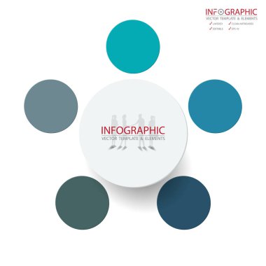 Vektör soyut öğe infographics 5 seçenek. İş ve Finans şablon düzeni, broşür, iş akışı, bilgi veya sunu ve diğer için tasarım. Infographis zaman çizelgesi yolu. Soyut 3B vektör.