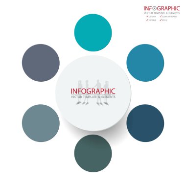 Vektör soyut öğe infographics 6 seçenek. İş ve Finans şablon düzeni, broşür, iş akışı, bilgi veya sunu ve diğer için tasarım. Infographis zaman çizelgesi yolu. Soyut 3B vektör.
