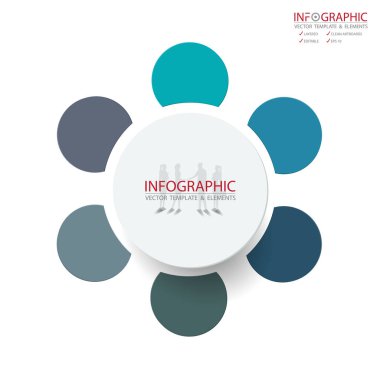 Vektör soyut öğe infographics 6 seçenek. İş ve Finans şablon düzeni, broşür, iş akışı, bilgi veya sunu ve diğer için tasarım. Infographis zaman çizelgesi yolu. Soyut 3B vektör.