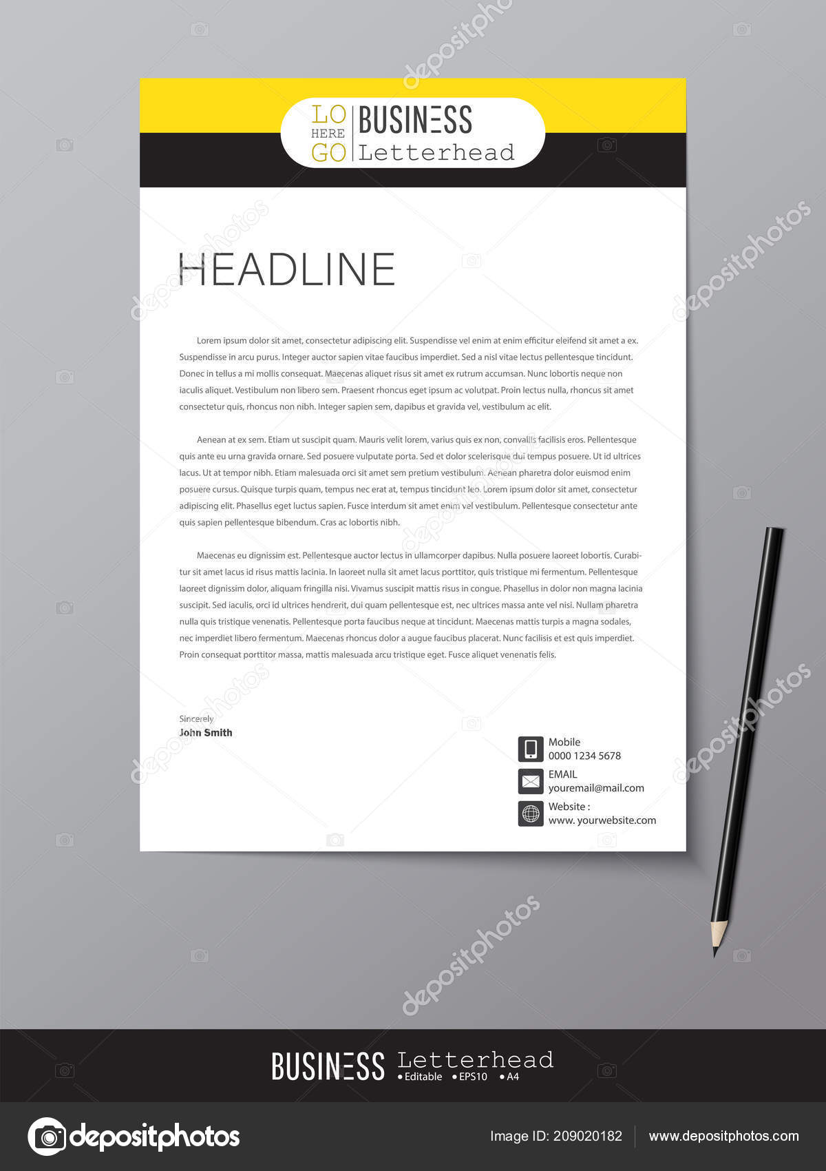 letterhead design template mockup minimalist style vector design