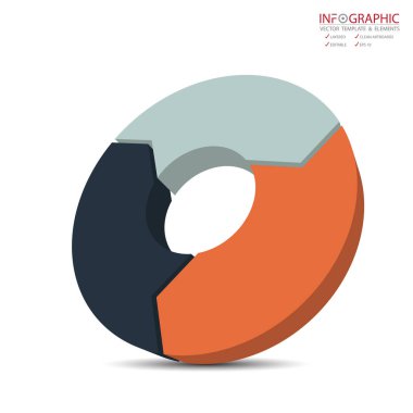 Vektör 3d soyut öğe infographics 3 seçenek. İş ve finans şablon düzeni, broşür, iş akışı, bilgi veya sunu ve diğer için tasarım. Infographics zaman çizelgesi. Soyut 3B vektör.