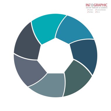 Vektör soyut öğe infographics 7 seçeneği. İş finans şablon düzeni, broşür, iş akışı, bilgi veya sunu ve diğer için tasarım. Infographics zaman çizelgesi yolu. Soyut 3B vektör.