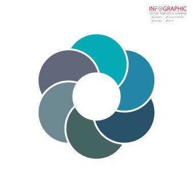 Vektör soyut öğe infographics 6 seçenek. İş finans şablon düzeni, broşür, iş akışı, bilgi veya sunu ve diğer için tasarım. Infographics zaman çizelgesi yolu. Soyut 3B vektör.