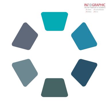 Vektör soyut öğe infographics 6 seçenek. İş finans şablon düzeni, broşür, iş akışı, bilgi veya sunu ve diğer için tasarım. Infographics zaman çizelgesi yolu. Soyut 3B vektör.