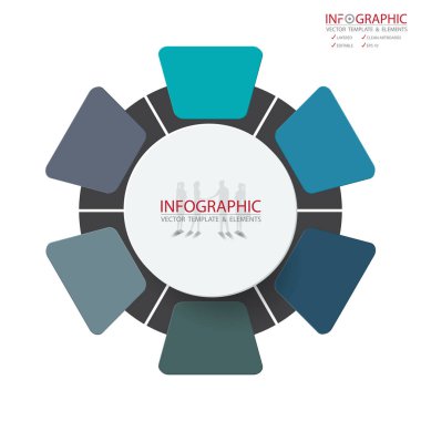Vektör soyut öğe infographics 6 seçenek. Busine için tasarım