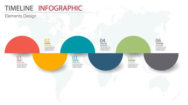 Vektor abstraktní prvek časové osy infografiky 6 krok. Design pro — Stockový vektor