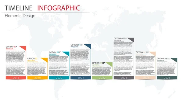 Infographie Vectorielle Chronologie Des Éléments Abstraits Étapes Conception Pour Les — Image vectorielle