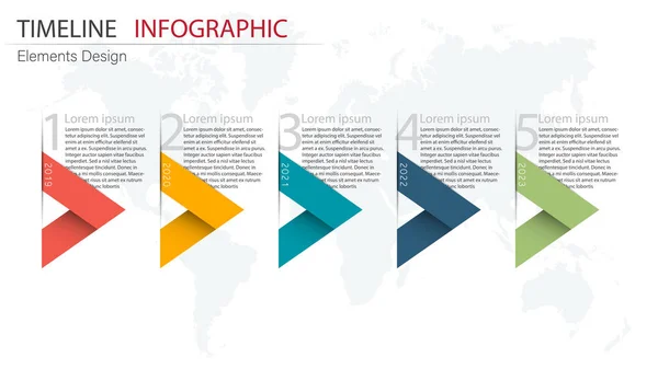 Vector abstracto elemento infografías 5 paso. Diseño para empresas — Vector de stock