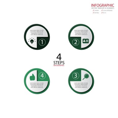 Vektör soyut eleman Infographics 4 adım. İş için tasarım