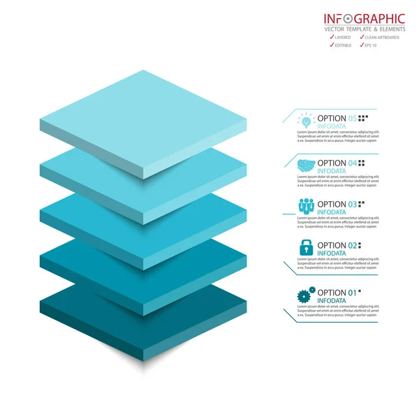 Vector abstracto elemento infografías 5 paso. Diseño para empresas — Vector de stock