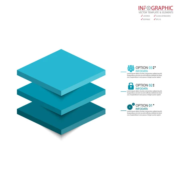 Vector abstracto elemento infografías 3 paso. Diseño para empresas — Vector de stock