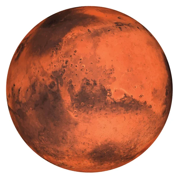 Mars gezegeni beyaz arka planda izole edilmiş. Gerçekçi vektör.