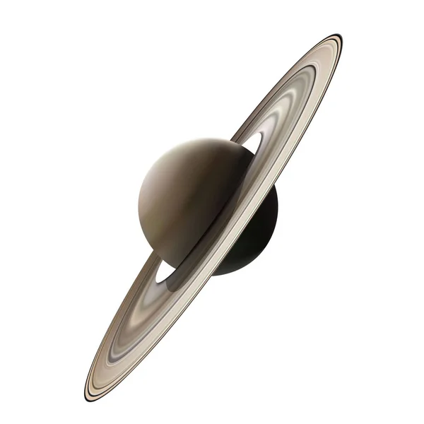 Szaturnusz Bolygó Fehér Háttérrel Van Elszigetelve Reális Vektor — Stock Vector