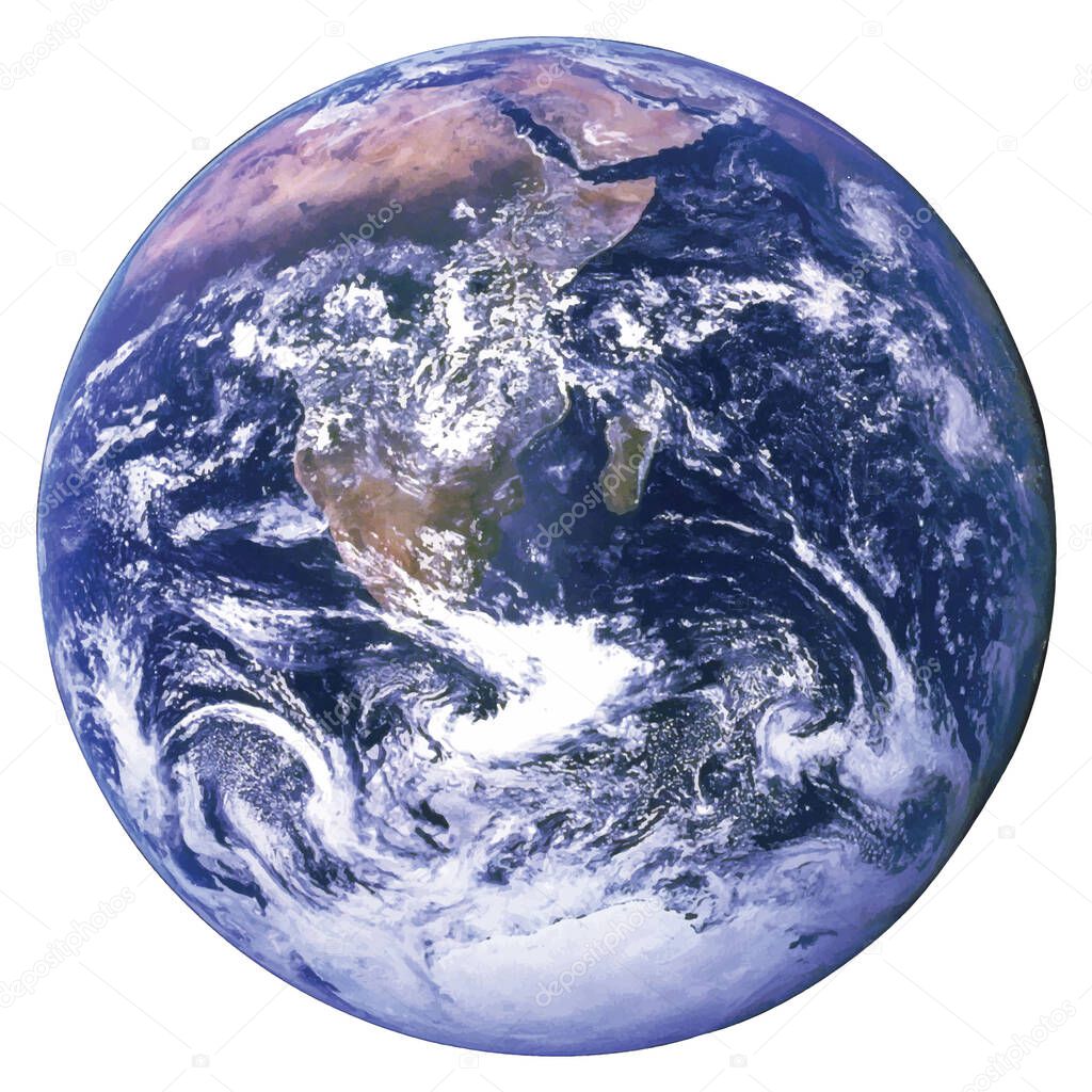 Planet Earth isolated on white background. Realistic vector.