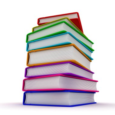 Renkli kitap yığını. 3D Görüntü Oluşturucu