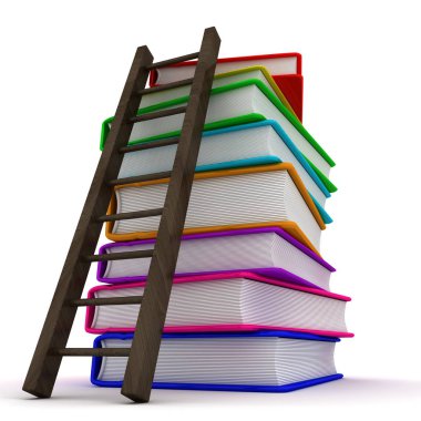 Renkli kitap yığını. 3D Görüntü Oluşturucu