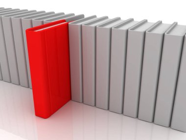 Beyaz Kitaplar ve bir kırmızı kitap. 3D Görüntü Oluşturucu