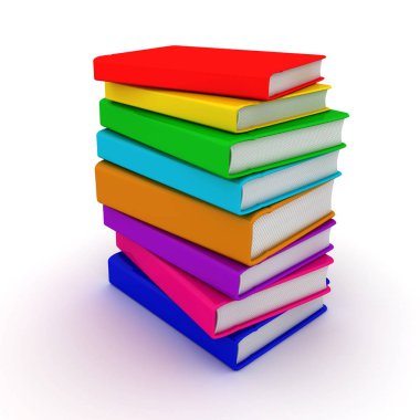 Eğitim, renkli kitap yığını. 3D Görüntü Oluşturucu