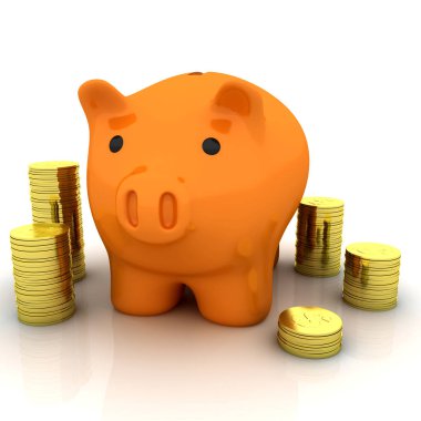 Domuz kumbarası - para tasarrufu. 3d resim düzenleyici